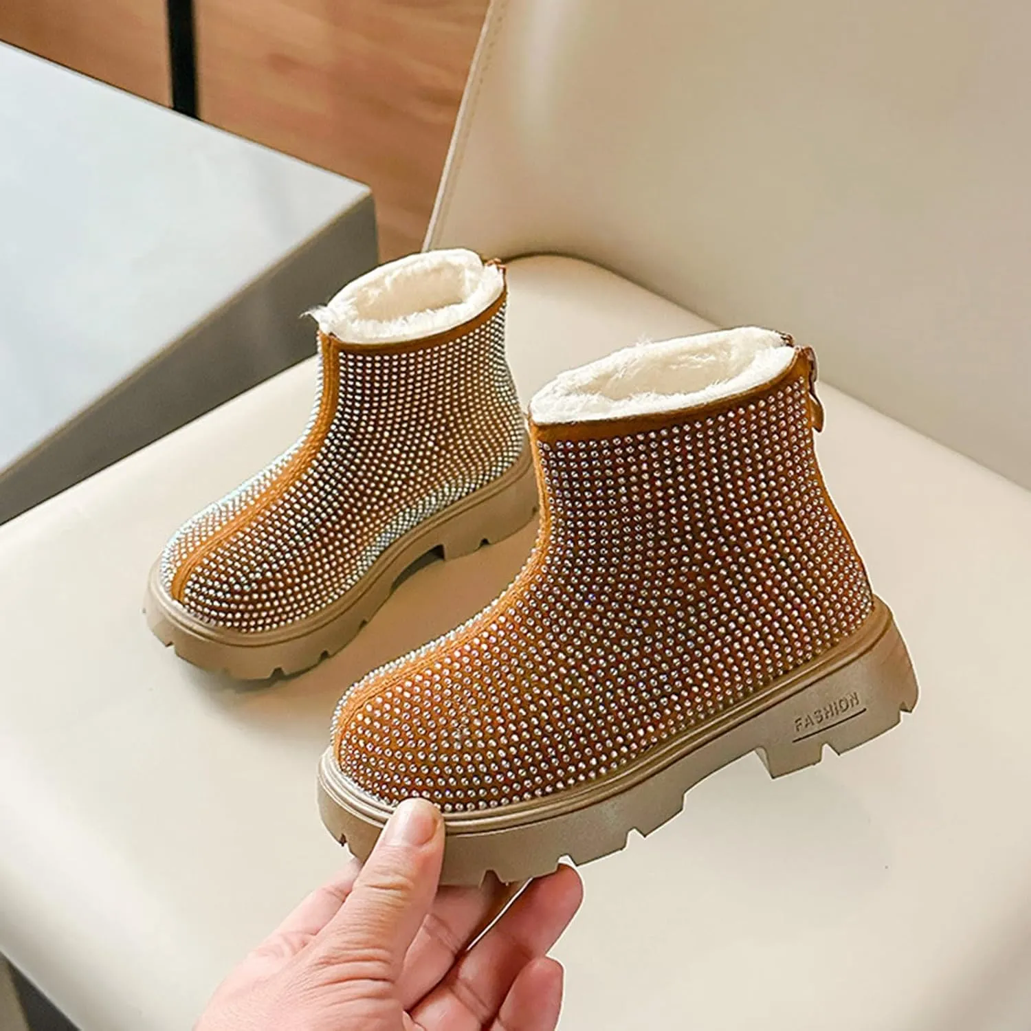 Ankle Boots for Girls Spring Autumn Winter Girls Fashion Rear Zipper Short Boots Infant First Walking Warm Shoes