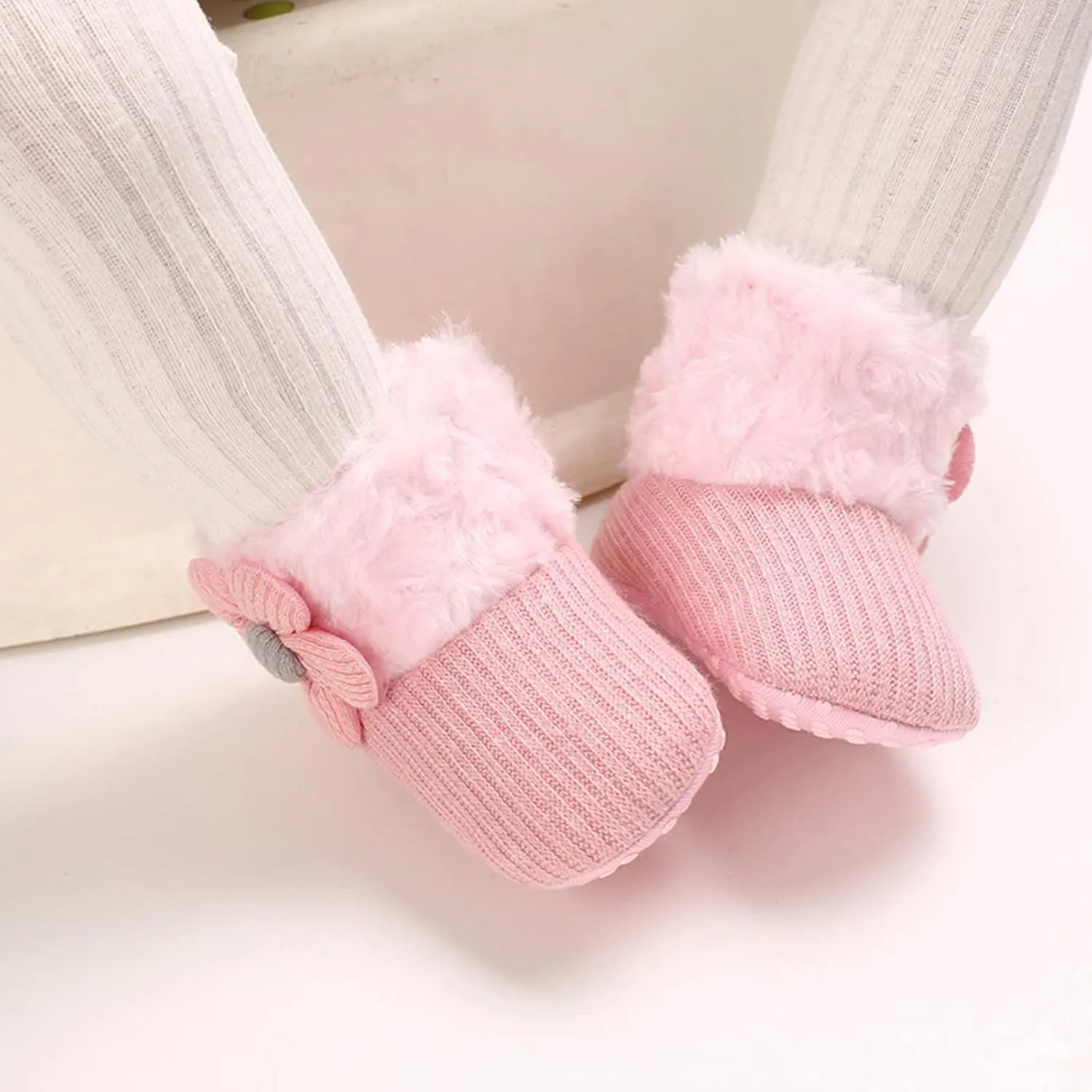 Baby Boy Girl Boots Newborn Shoes Winter Snow Bowknot Anti-Slip Soft Sole Warm Infant Toddler Prewalker Booties
