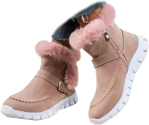 Boots For Women Ankle Booties With Fur Lined Snow Boots Anti-Slip Outdoor Winter Boots Warm Comfortable Loafers Shoes