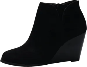 Cathalem Ankle Booties for Women V Cut Wedges Ankle Boots Retro Cutout Comfy Short Boots Stacked Chunky Block Heels Shoes