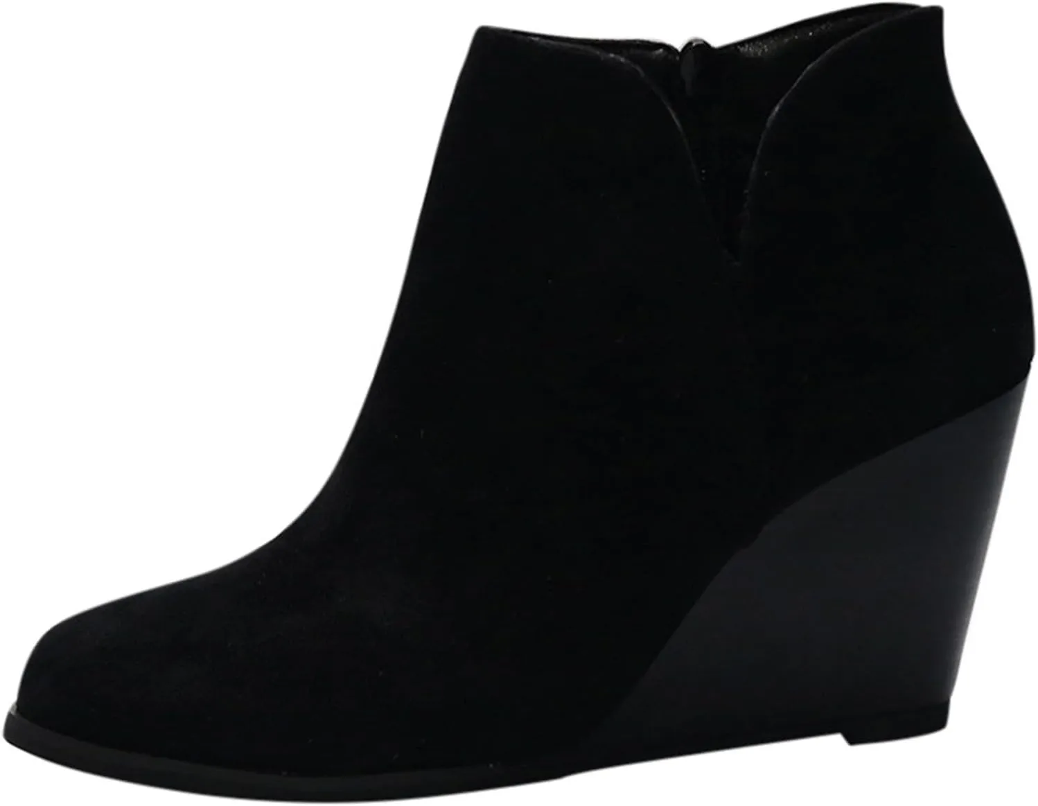 Cathalem Ankle Booties for Women V Cut Wedges Ankle Boots Retro Cutout Comfy Short Boots Stacked Chunky Block Heels Shoes
