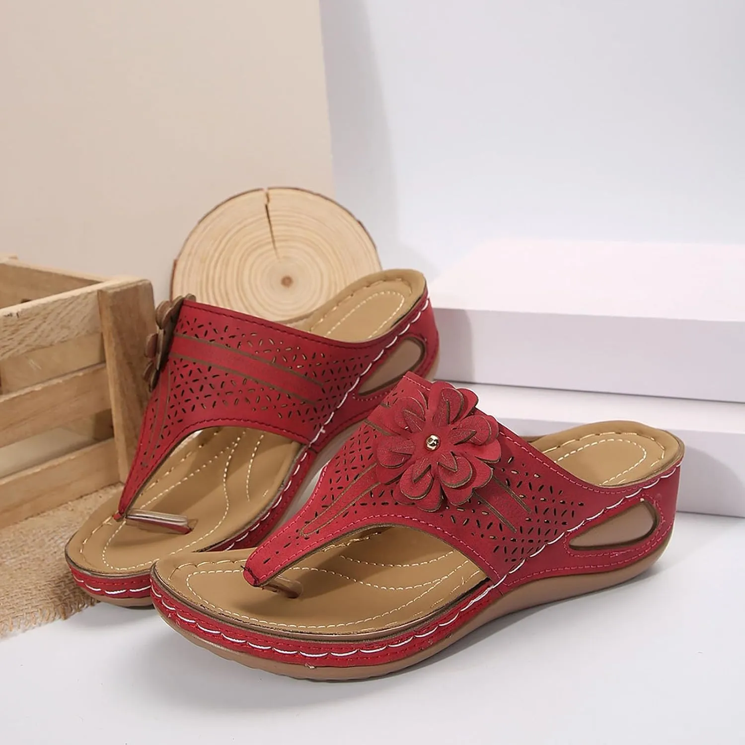 Eduavar Orthopedic Sandals for Women, Womens Sandals Comfortable Flip Flops with Arch Support Summer Beach Sandals Slippers