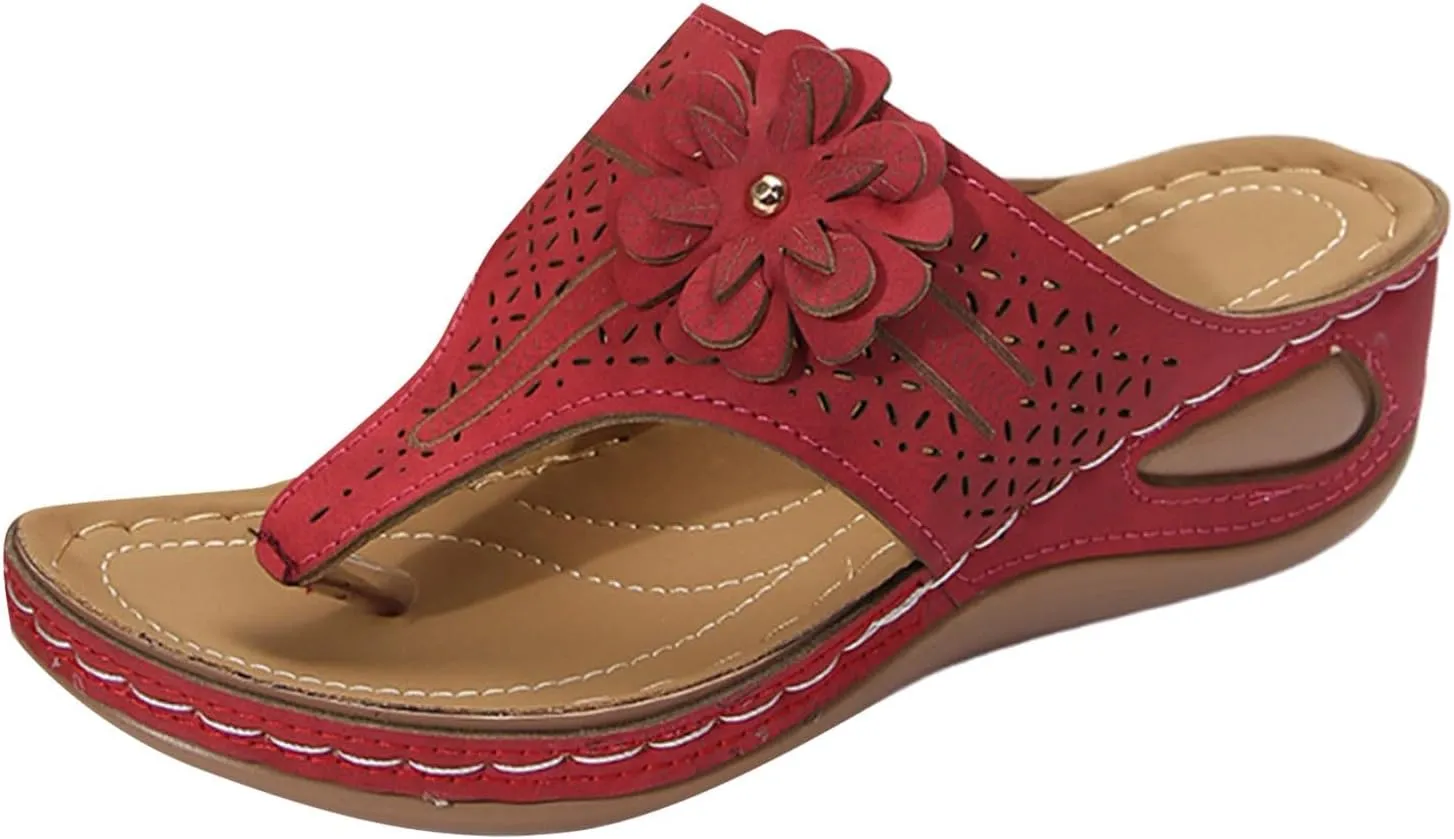 Eduavar Orthopedic Sandals for Women, Womens Sandals Comfortable Flip Flops with Arch Support Summer Beach Sandals Slippers