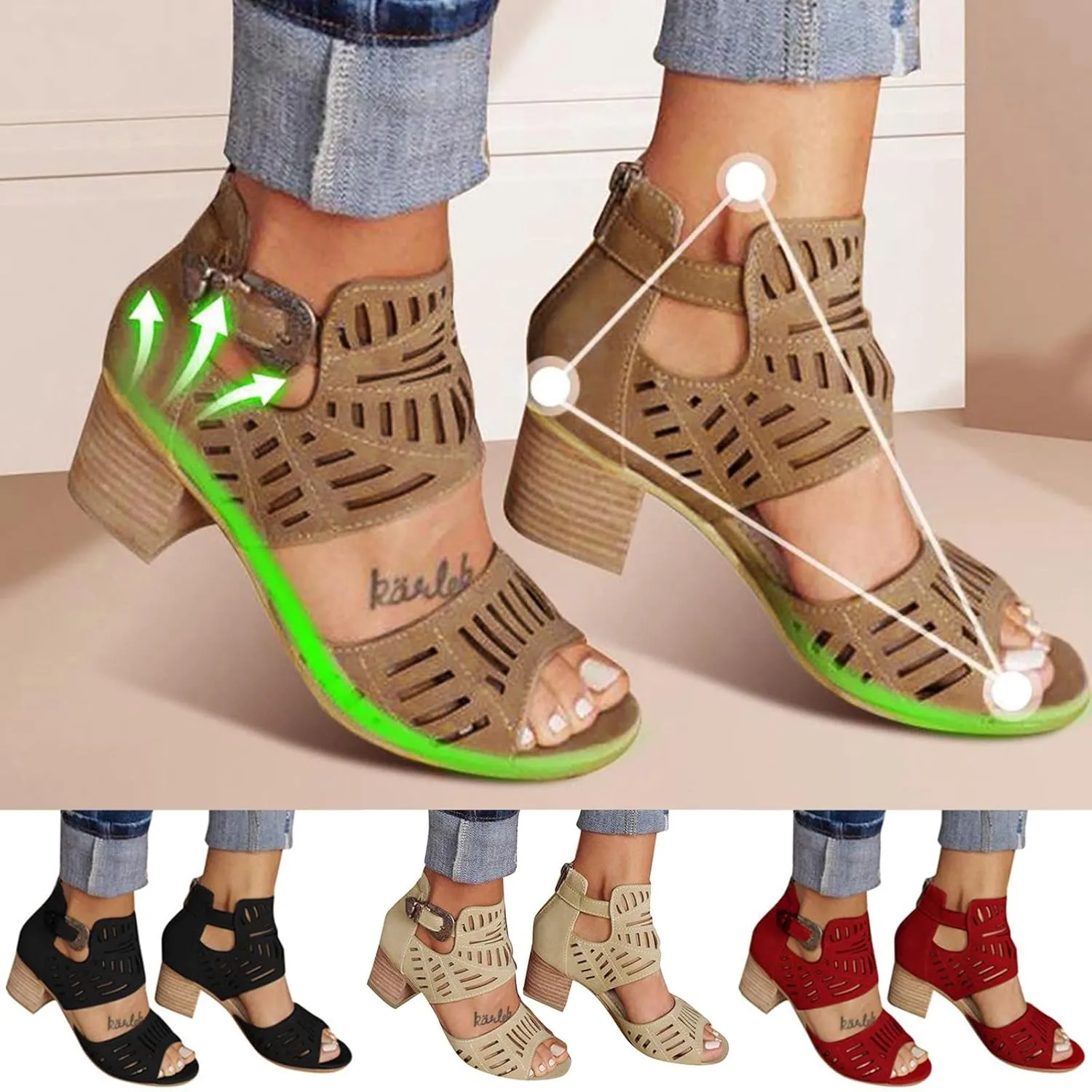 Eduavar Shoes for Women Sandals Dressy, Sandals for Women Casual Summer Wedge Platform Sandals Open Toe Hook and Loop Sandal