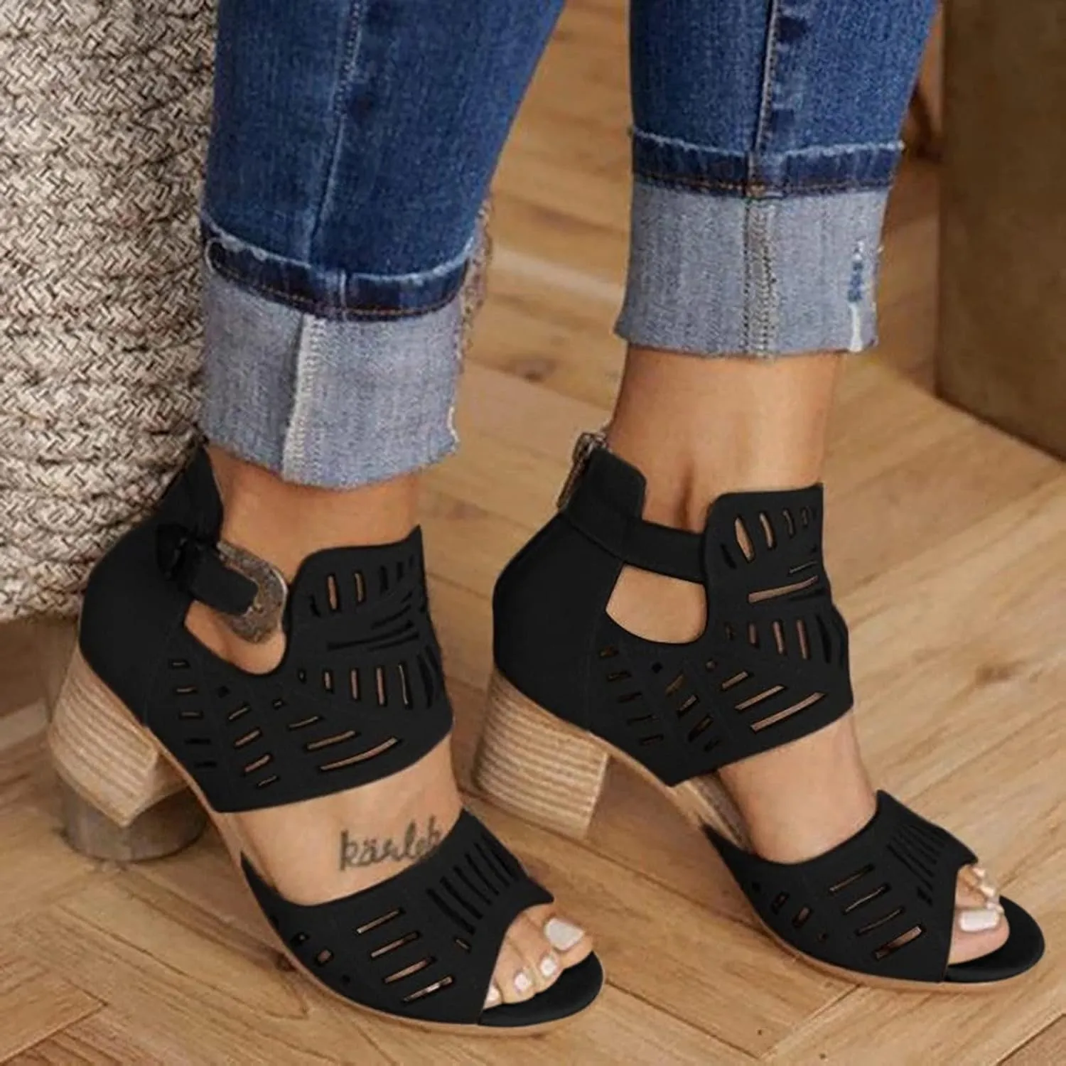 Eduavar Shoes for Women Sandals Dressy, Sandals for Women Casual Summer Wedge Platform Sandals Open Toe Hook and Loop Sandal