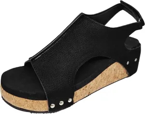 Eduavar Shoes for Women Sandals Dressy, Sandals for Women Casual Summer Wedge Platform Sandals Open Toe Hook and Loop Sandal