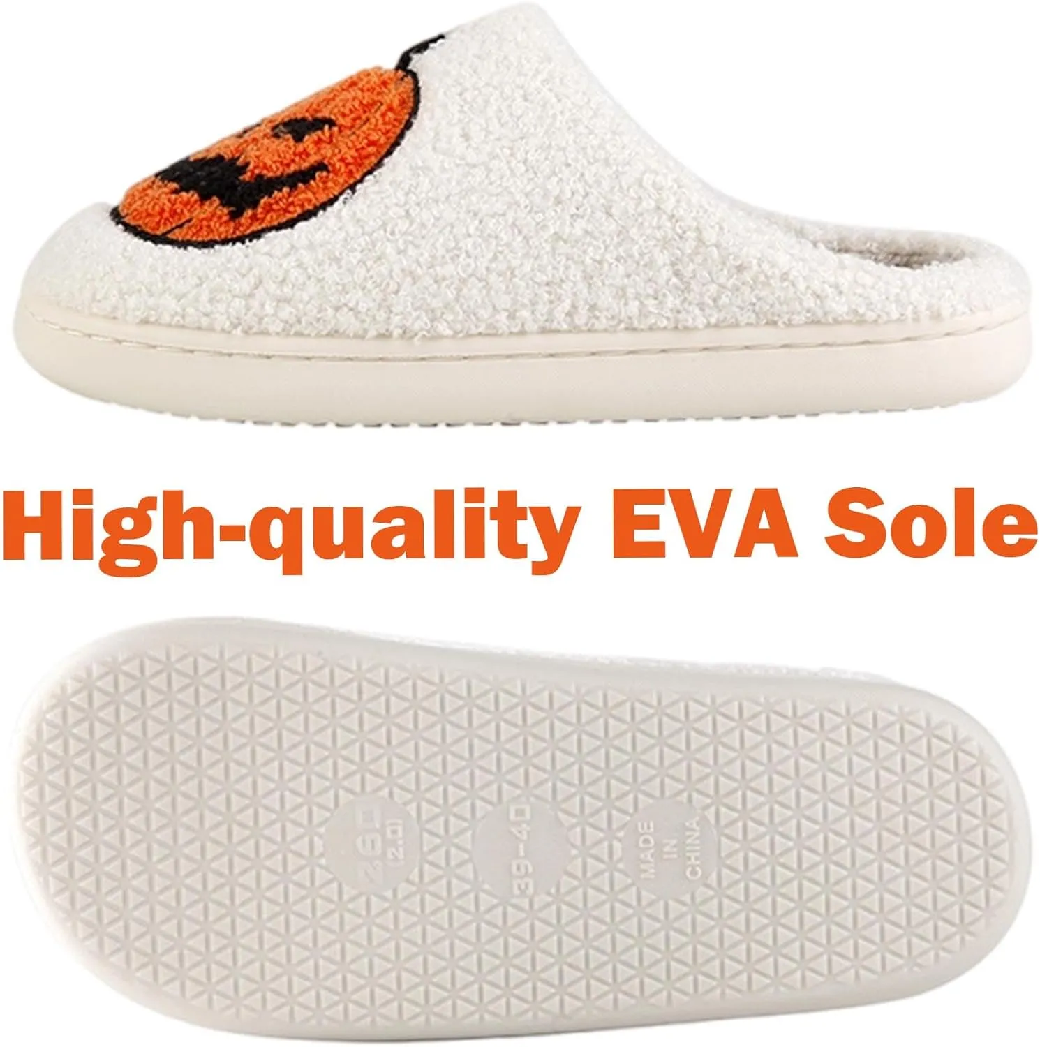 Halloween Comfy Pumpkin Slippers - Womens & Mens Memory Foam House Slippers