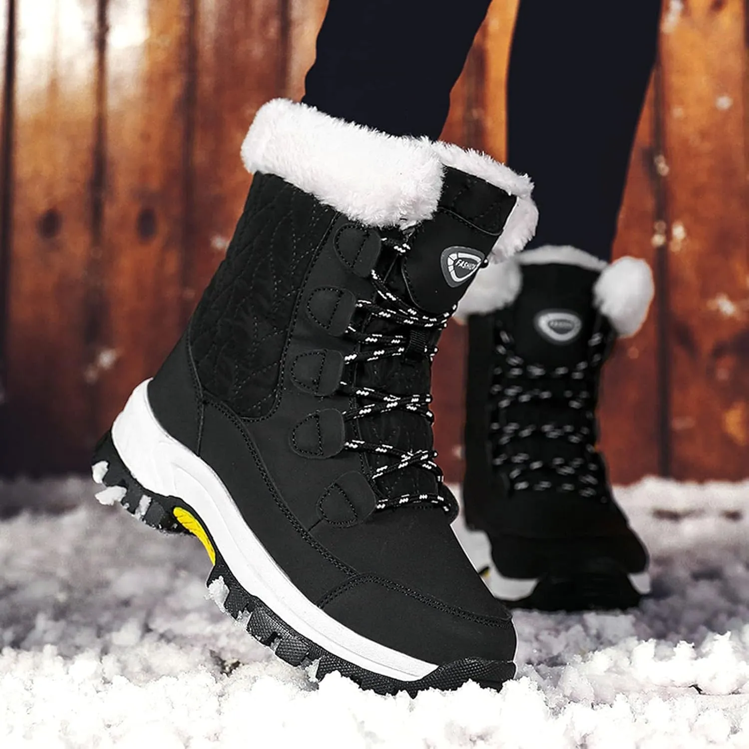 Hiking Boots Women Warm Lace-Up Snow Ankle Boots Velvet Cotton Winter Flats Short Booties Hiking Boots