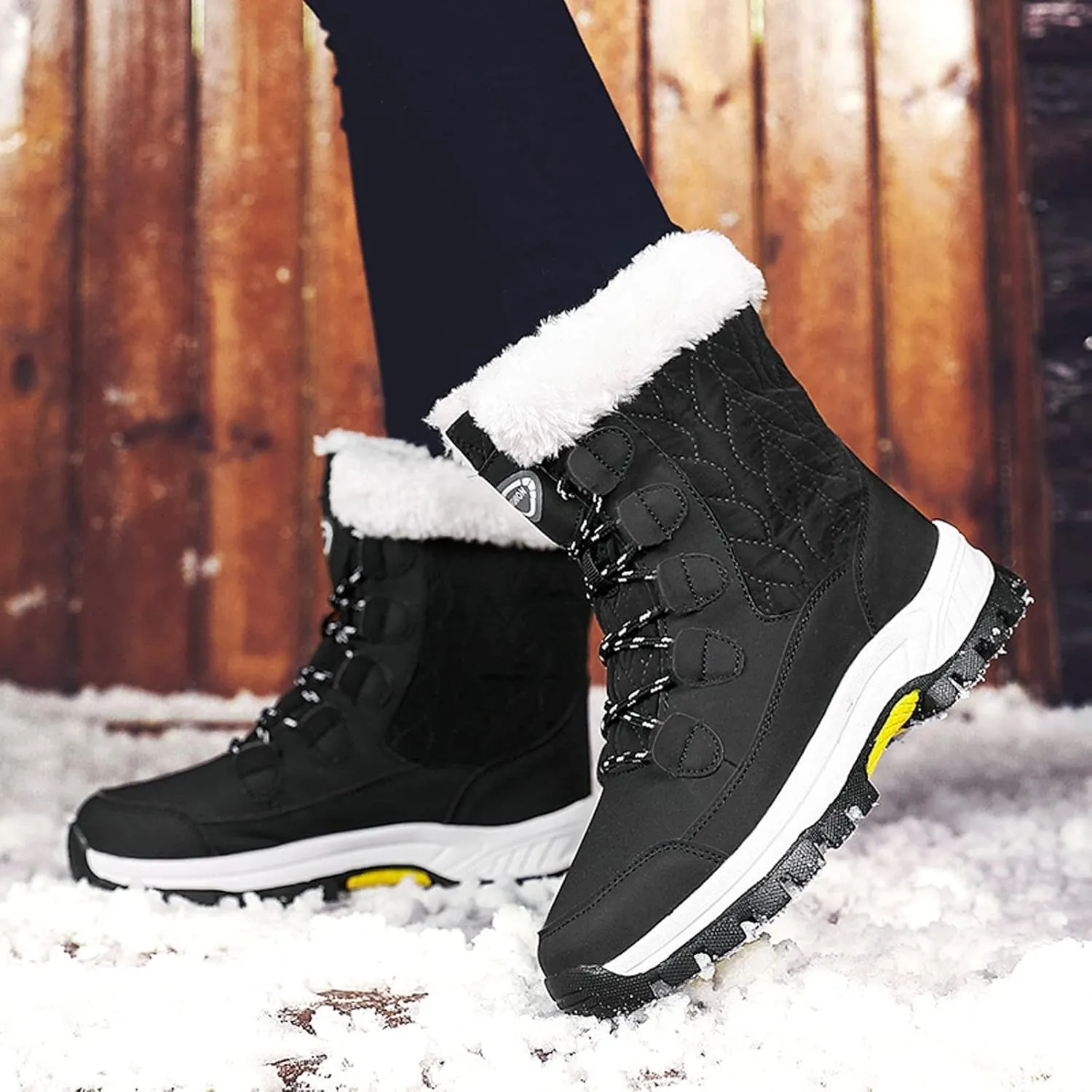 Hiking Boots Women Warm Lace-Up Snow Ankle Boots Velvet Cotton Winter Flats Short Booties Hiking Boots