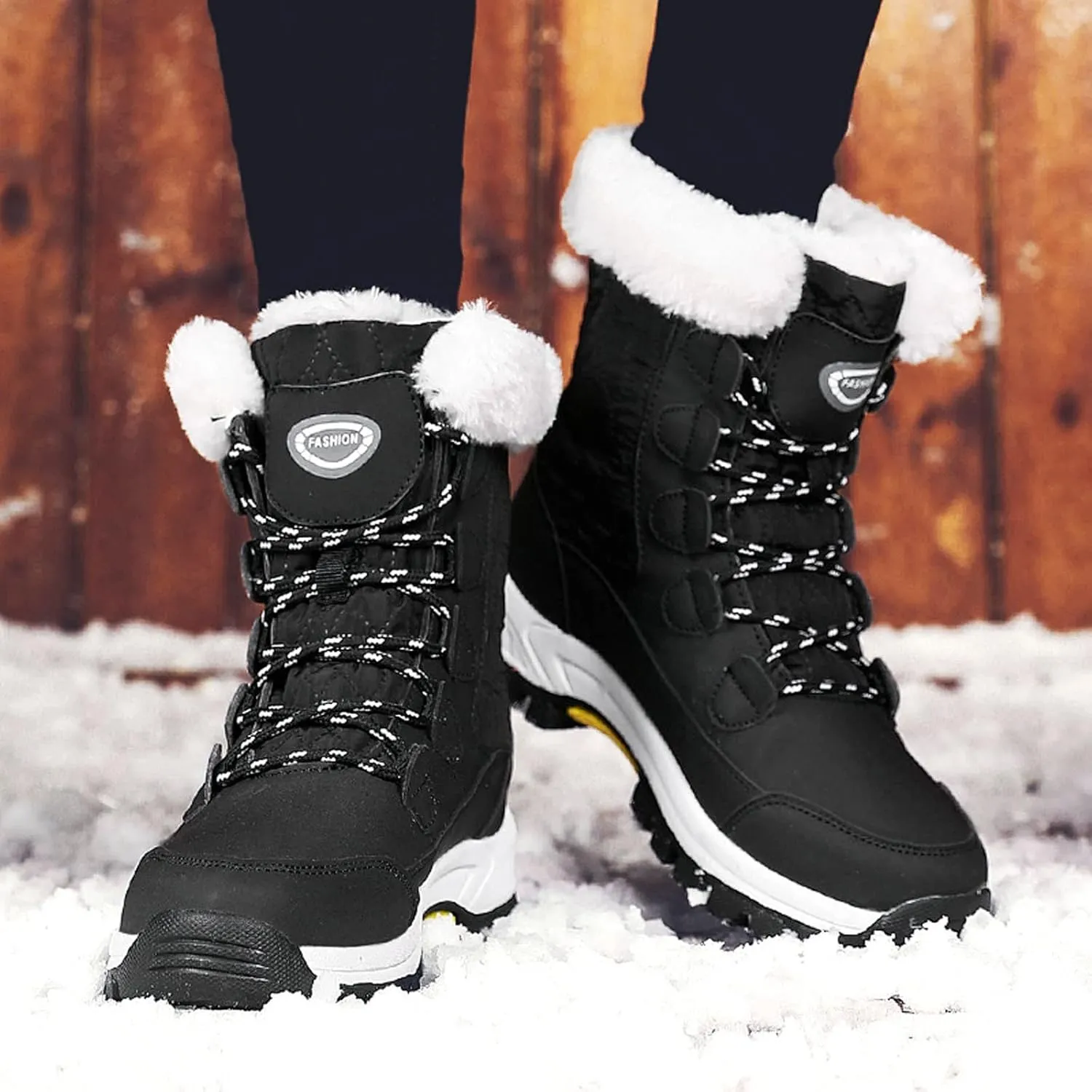 Hiking Boots Women Warm Lace-Up Snow Ankle Boots Velvet Cotton Winter Flats Short Booties Hiking Boots