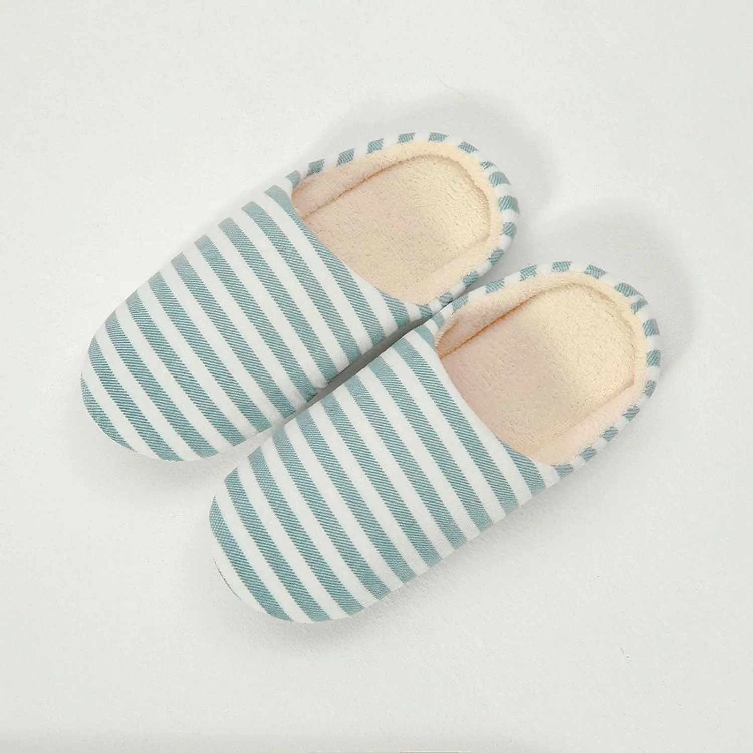 hlysgo Womens Fuzzy House Slipper Colorful Striped Lightweight Indoor Outdoor Winter Bed Slippers with Memory Foam