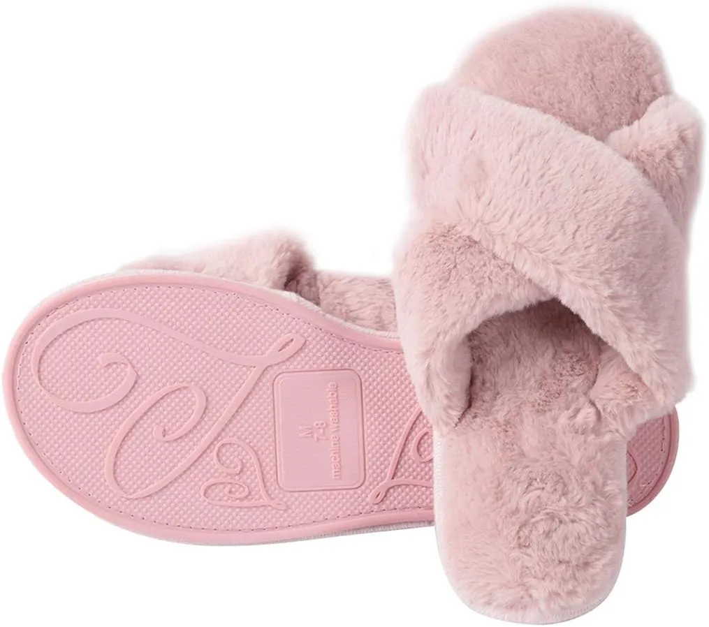 Home Slipper Cozy Slippers Women's Light House Indoor Slippers Fuzzy Cross/Open Toe Slippers