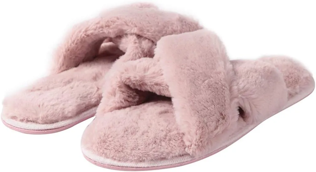 Home Slipper Cozy Slippers Women's Light House Indoor Slippers Fuzzy Cross/Open Toe Slippers