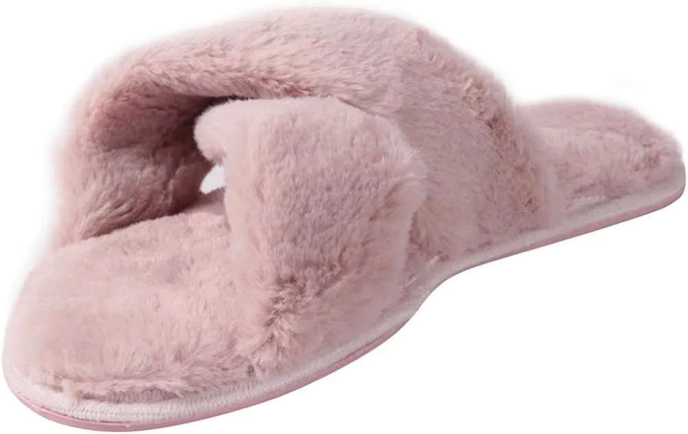 Home Slipper Cozy Slippers Women's Light House Indoor Slippers Fuzzy Cross/Open Toe Slippers