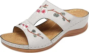 Lausiuoe Sandals For Women 2024 Comfortable Orthotic Flips Flops Arch Support Flat feet Walking Orthopedic Slippers Slides