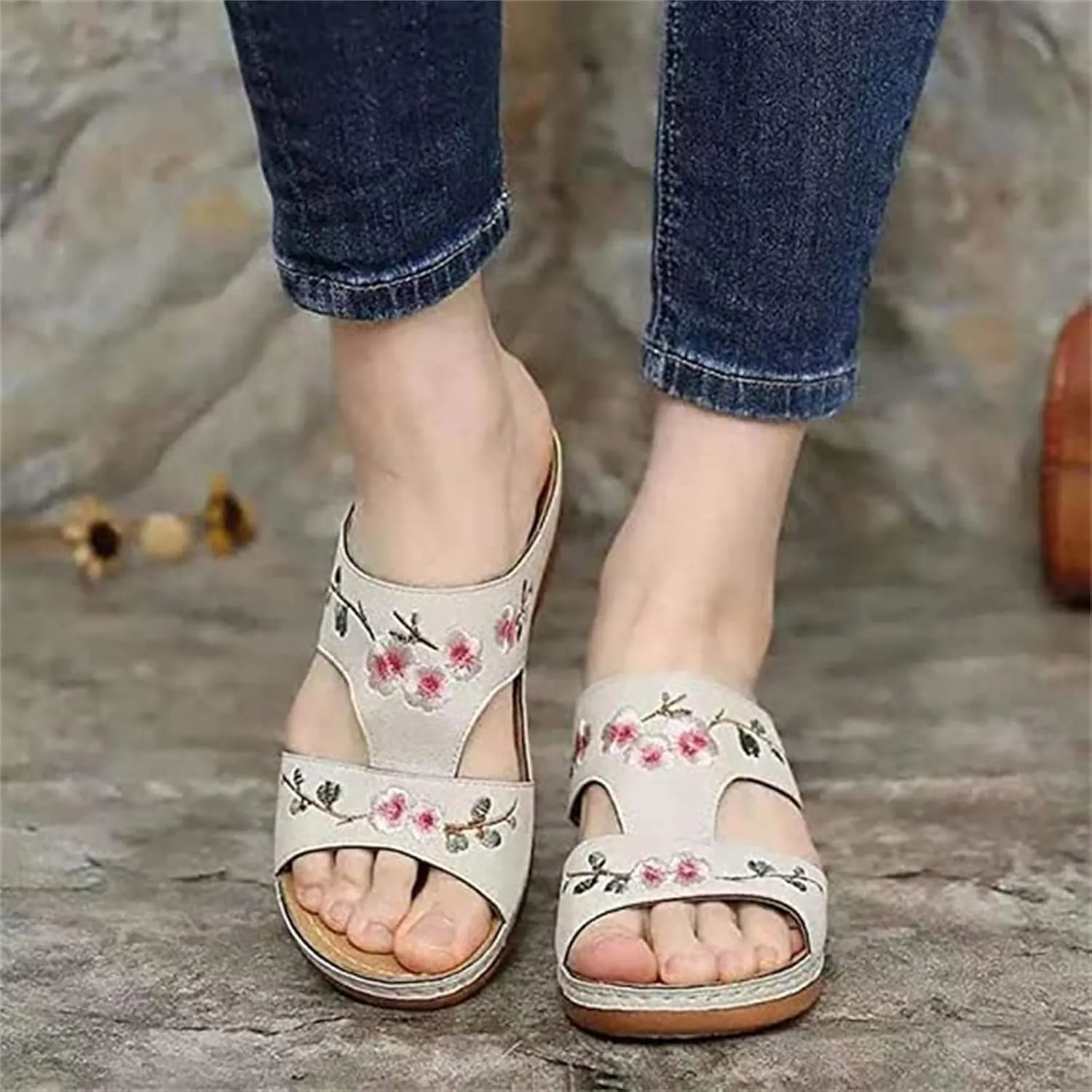Lausiuoe Sandals For Women 2024 Comfortable Orthotic Flips Flops Arch Support Flat feet Walking Orthopedic Slippers Slides