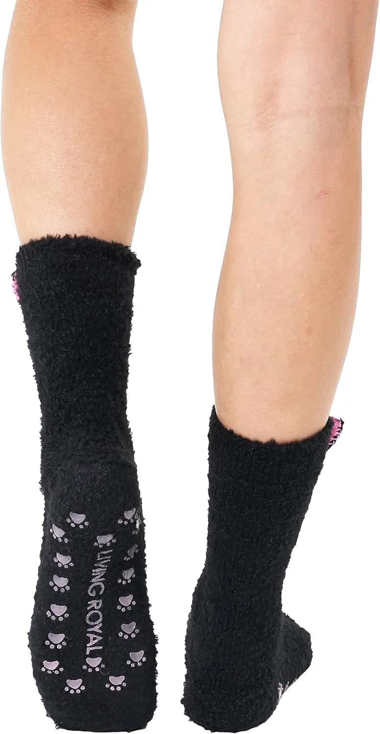 Living Royal Fuzzy Socks and Slippers - Cute and Creative Unique Designs Warm and Soft Comfy Grips on Bottom 100% Polyester