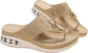 Sandals for Women Wedge Shoes Platform Orthopedic Arch Support Thong Sandals Comfortable Slip On Slippers