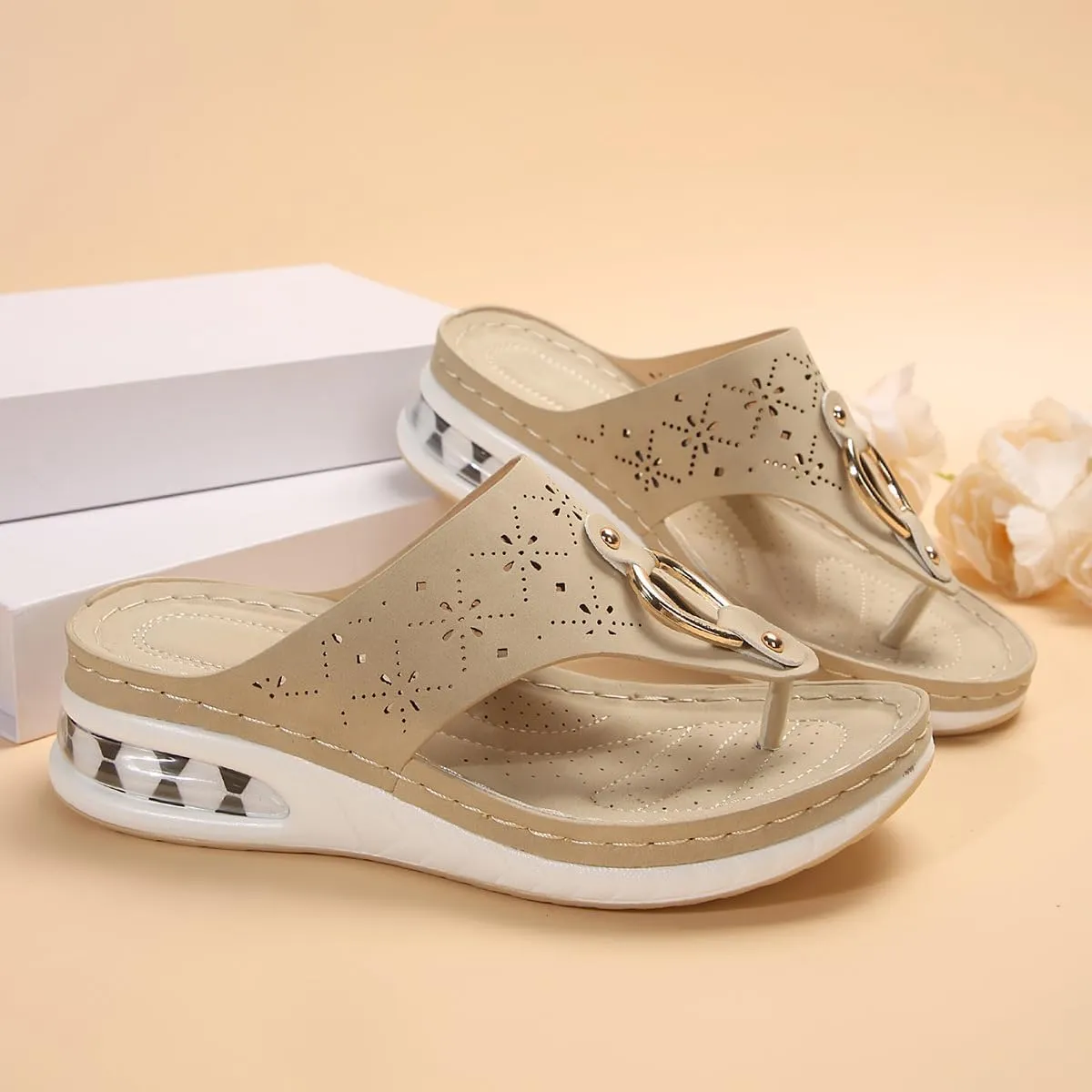 Sandals for Women Wedge Shoes Platform Orthopedic Arch Support Thong Sandals Comfortable Slip On Slippers