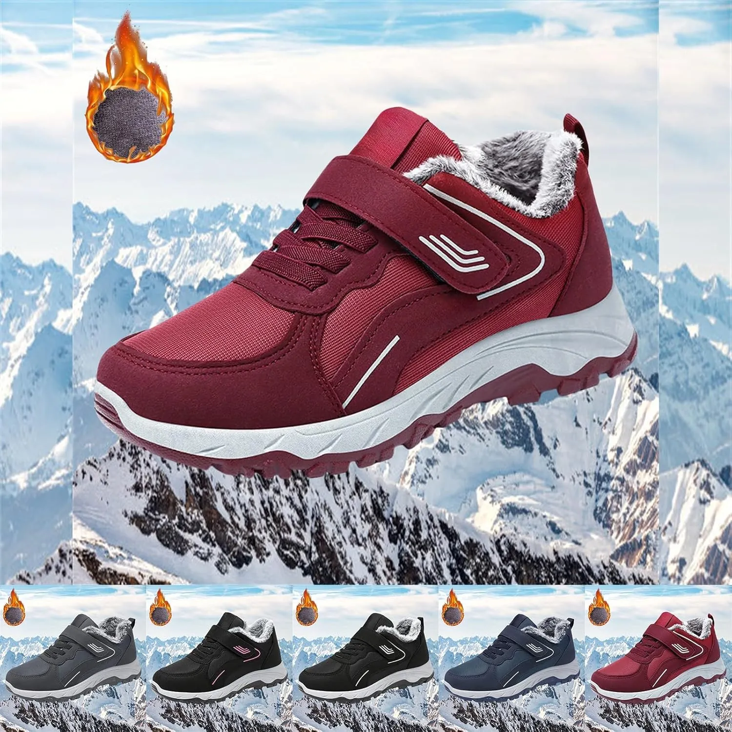 Winter Booties Warm Snow Boots Weather Comfortable And Mid Calf Sneaker aterproof Plush Lined Walking Sneaker