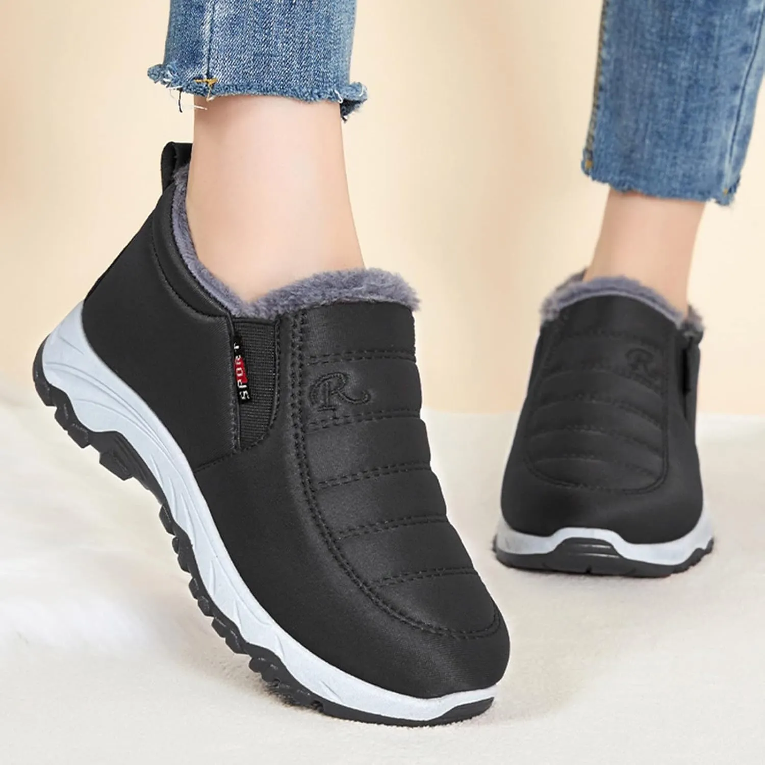 Women Winter Snow Boots Comfortable Warm Plush Lined Slip on Ankle Boots Lightweight Waterproof Outdoor Booties