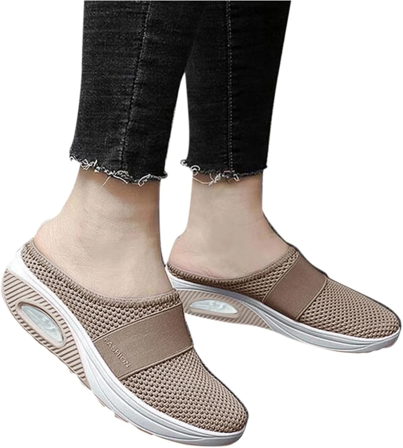 Womens Backless Sneakers Mesh Slip-on Mule Shoes Womens Running Shoes High Top Black Casual Shoes Black Sneakers Platform Tennis Shoe Loafers Casual Slip On