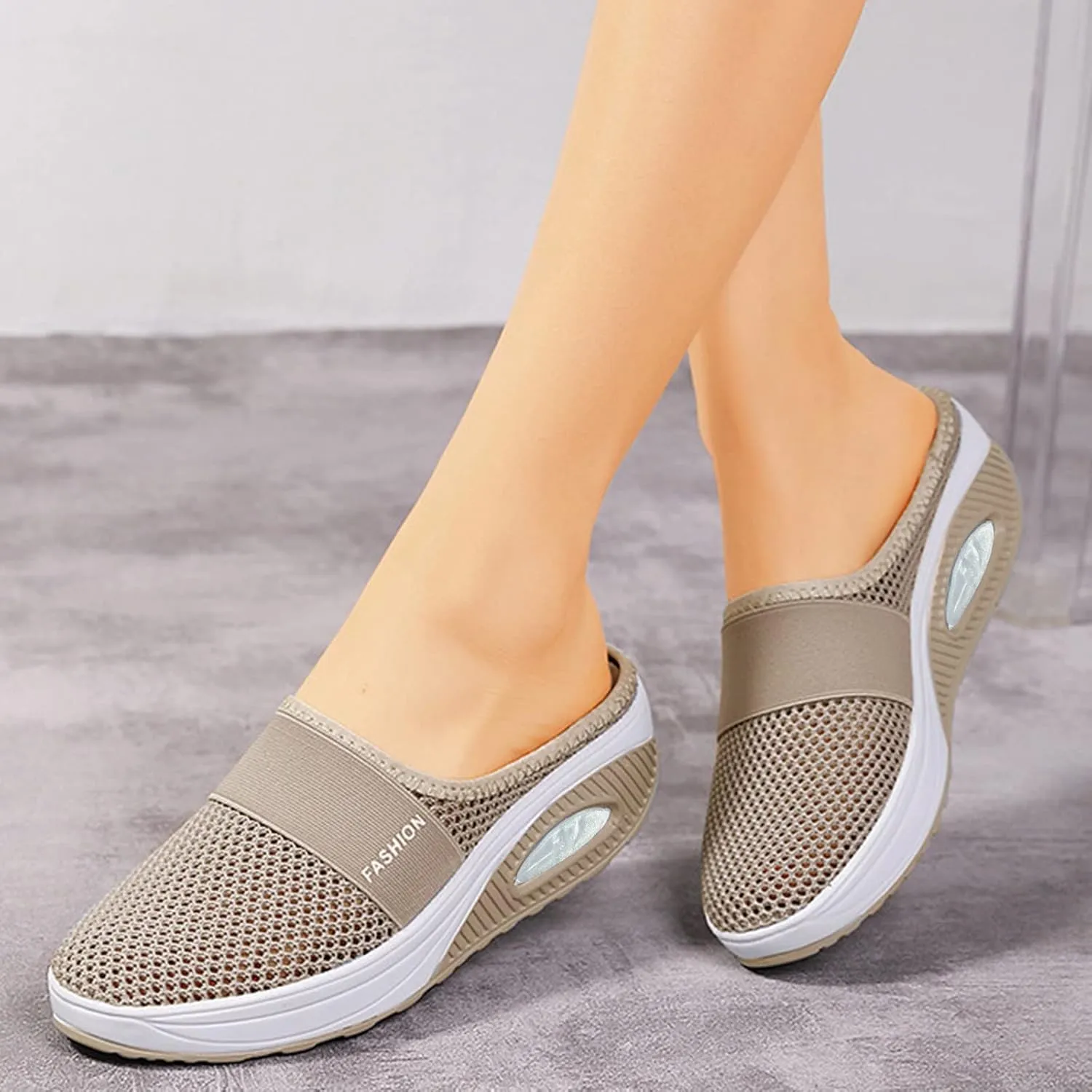 Womens Backless Sneakers Mesh Slip-on Mule Shoes Womens Running Shoes High Top Black Casual Shoes Black Sneakers Platform Tennis Shoe Loafers Casual Slip On